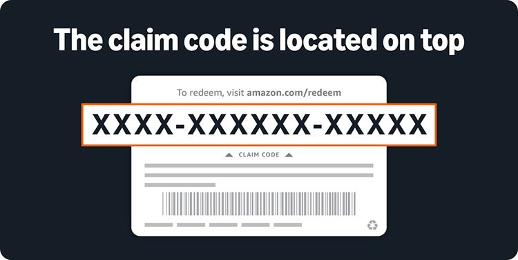 Find the Amazon claim code at the top of your card